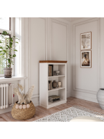 Estante de madeira com 1,19 m na cor branco lavado e mel / Coleção biblioteca